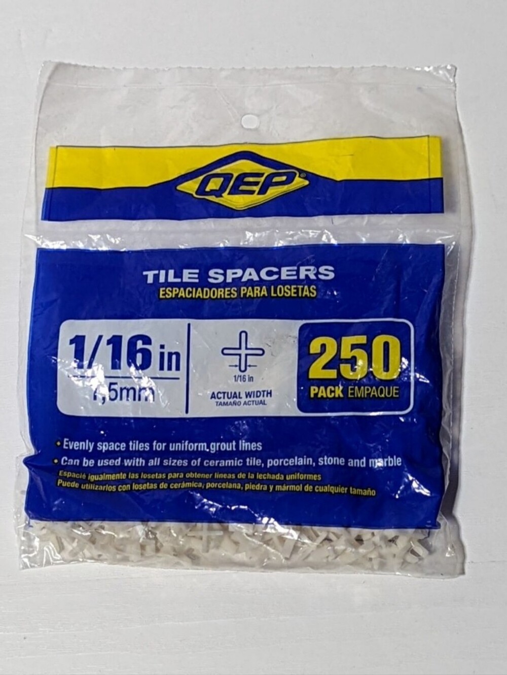 QEP Tile Spacers 1/16", White, 250 Pack